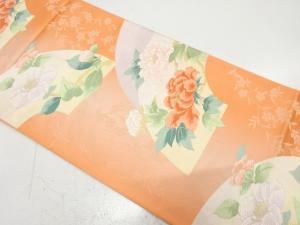 地紙に牡丹・椿・枝垂れ桜模様織り出し　袋帯